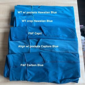 Lululemon Color Comparison: BLUE TEALS! -- DO NOT BUY